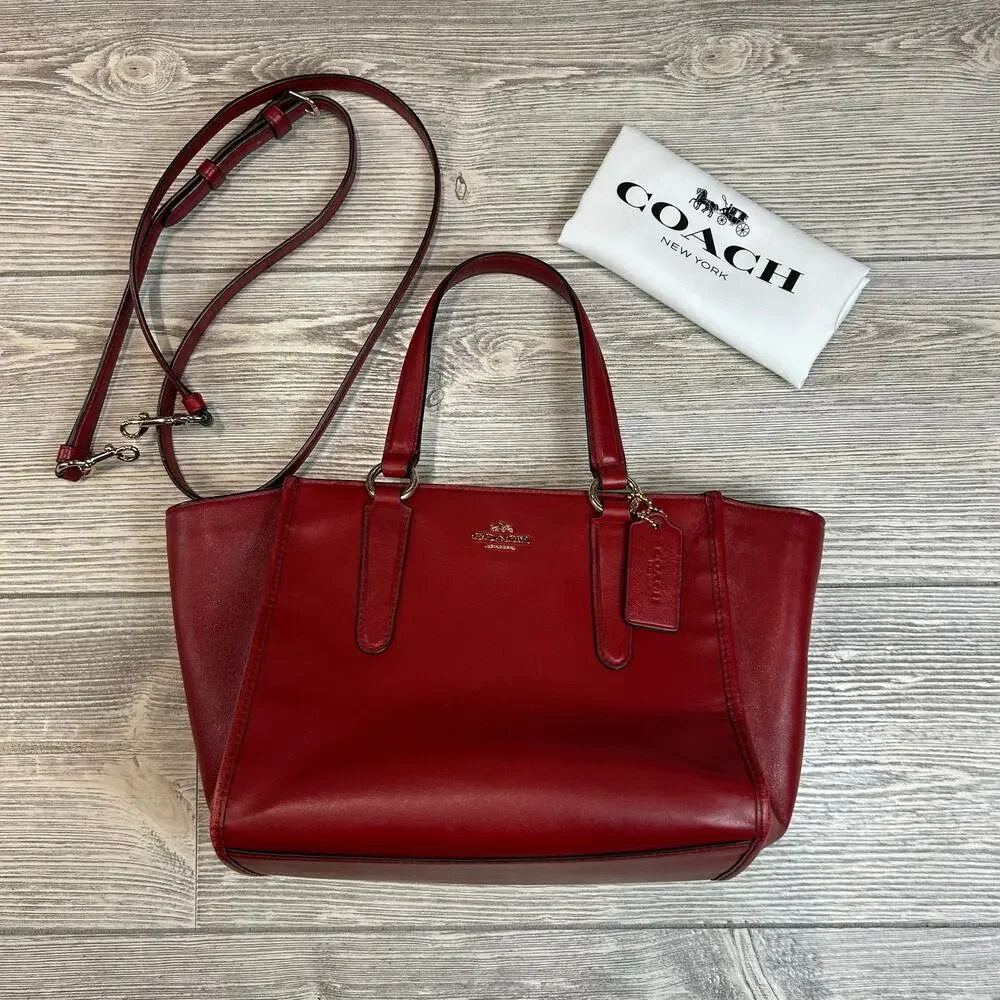 Coach Mini Crosby Carryall Red Pebble Leather Bag NWT - Picture 2 of 9